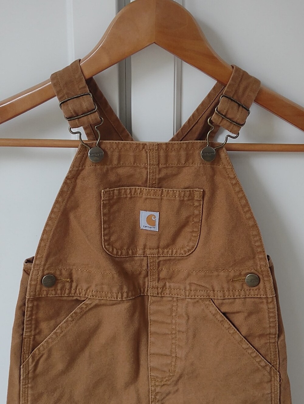 Double Knee Carhartt Tan Brown Duck Canvas Toddler Bib Overalls Sz 3T Excellent!